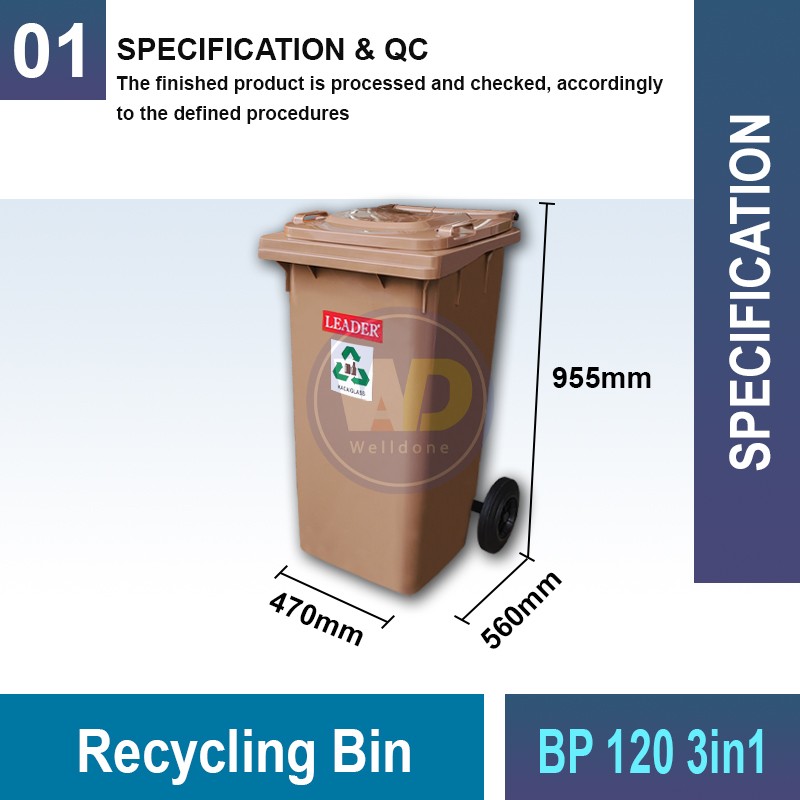 BP120/2403in1 Recycling Bin | Eco-Friendly Waste Management | Welldone