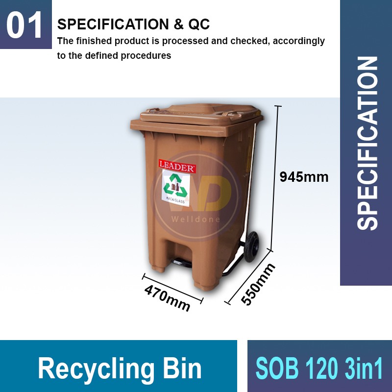 SOB120/2403in1 Recycling Bin | Eco-Friendly Waste Management | Welldone