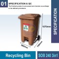 SOB120/2403in1 Recycling Bin | Eco-Friendly Waste Management | Welldone