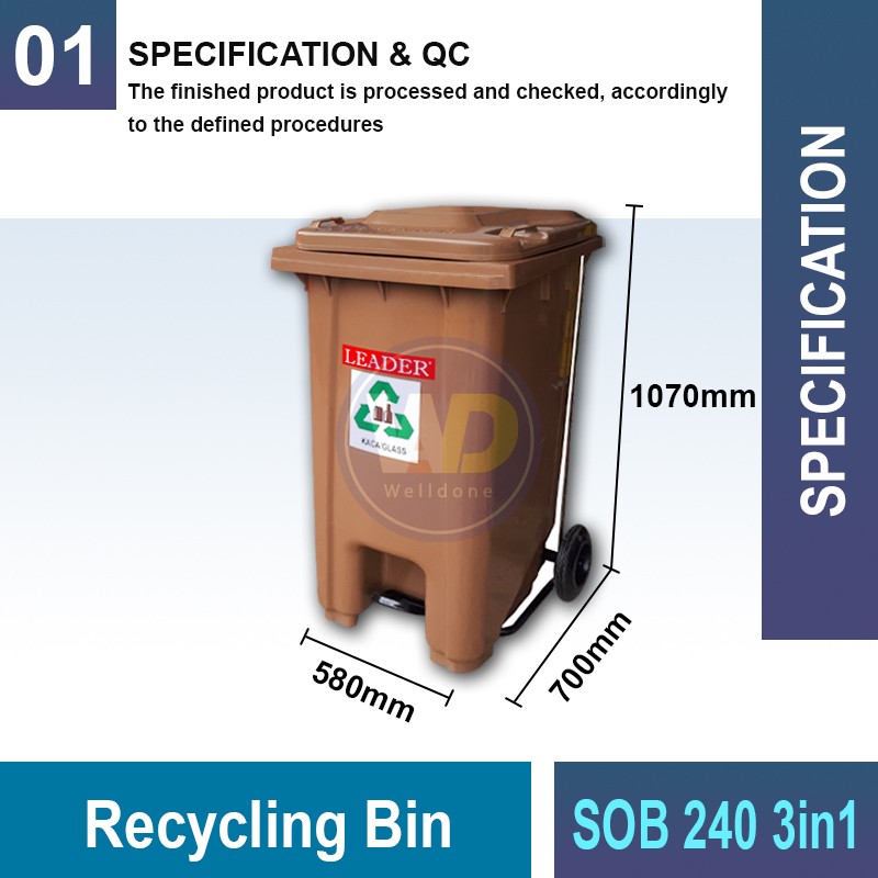 SOB120/2403in1 Recycling Bin | Eco-Friendly Waste Management | Welldone