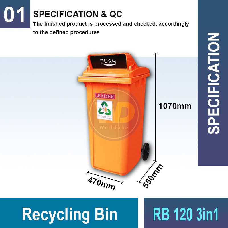RB120/2403in1 Recycling Bin | Eco-Friendly Waste Management | Welldone