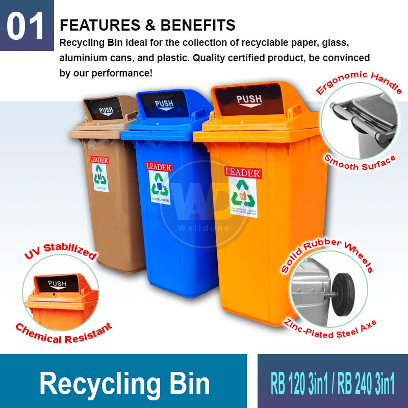 RB120/2403in1 Recycling Bin | Eco-Friendly Waste Management | Welldone