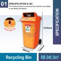 RB120/2403in1 Recycling Bin | Eco-Friendly Waste Management | Welldone