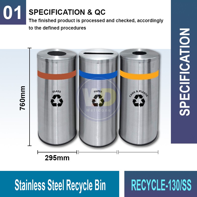 RECYCLE-130/131 S.S. Recycle Bin | Eco-Friendly Waste Solutions | Welldone
