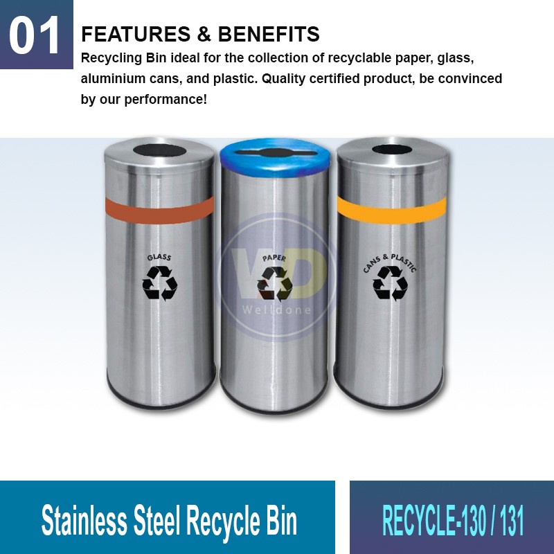 RECYCLE-130/131 S.S. Recycle Bin | Eco-Friendly Waste Solutions | Welldone
