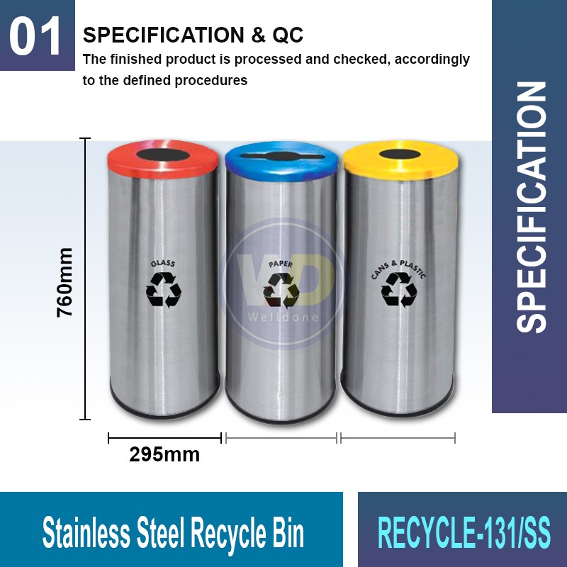 RECYCLE-130/131 S.S. Recycle Bin | Eco-Friendly Waste Solutions | Welldone