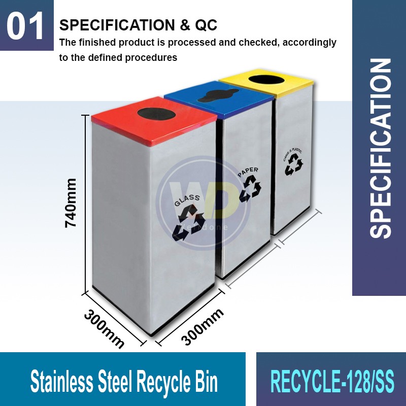 RECYCLE-127/128 S.S. Recycle Bin | Eco-Friendly Waste Solution | Welldone