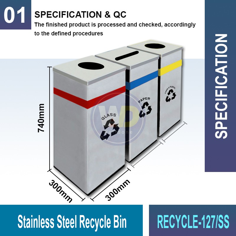 RECYCLE-127/128 S.S. Recycle Bin | Eco-Friendly Waste Solution | Welldone