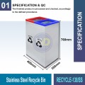 RECYCLE-138 S.S. & Powder Coating Recycle Bin | Eco-Friendly Waste Solutions | Welldone