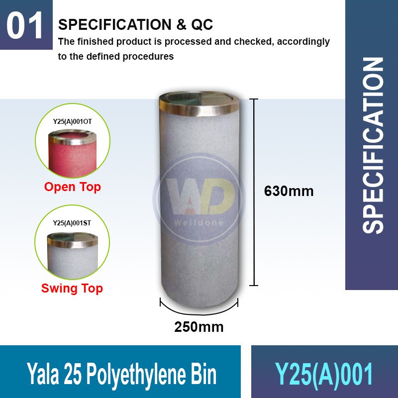 Y25(A)001 Yala 25 Polyethylene Bin | Quality Waste Bin MY - Welldone