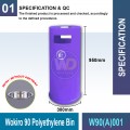 W90(A)001 Wokiro 90 Polyethylene Bin | Quality Waste Bin MY - Welldone