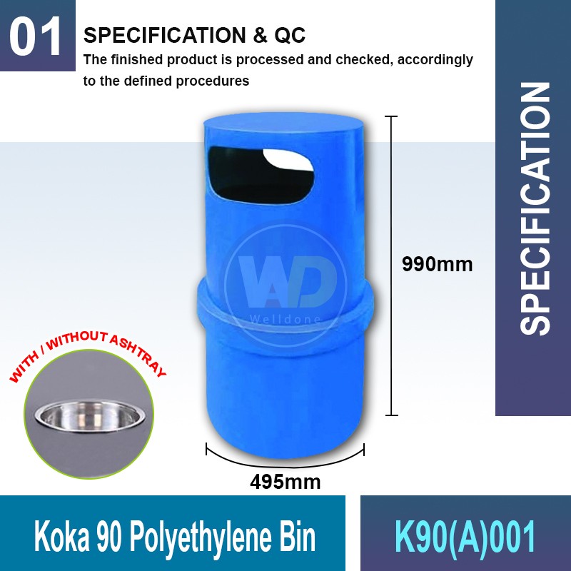 KO90(A)001 Koka 90 Polyethylene Bin | Quality Waste Bin MY - Welldone