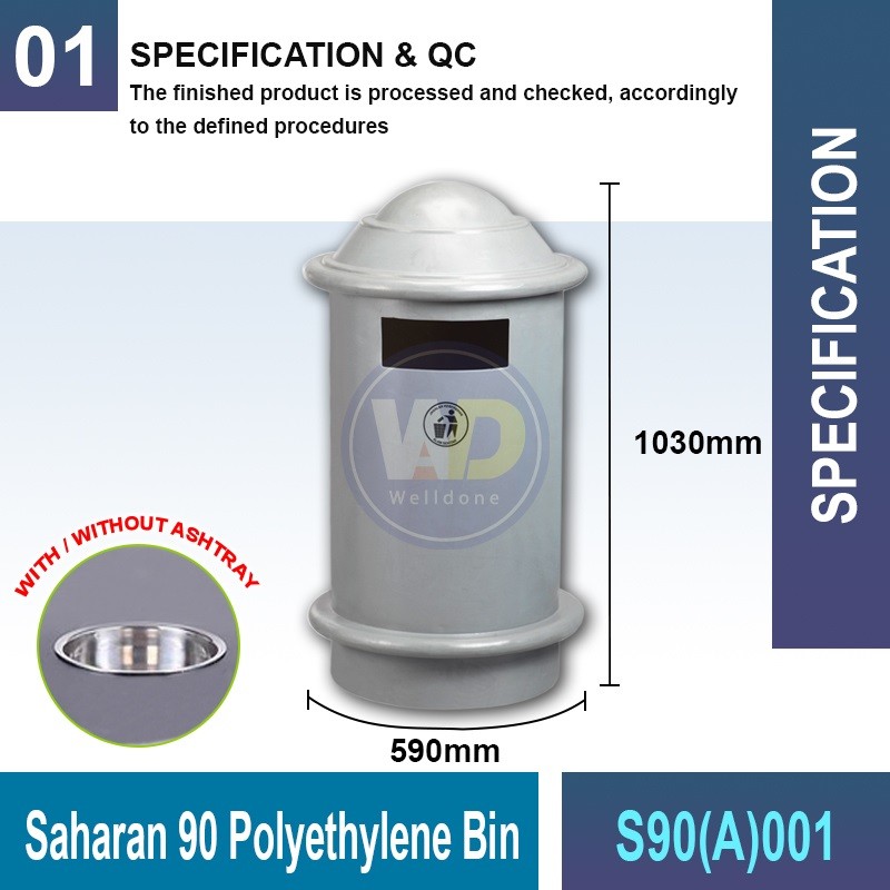 S90(A)001 Saharan 90 Polyethylene Bin | Quality Waste Bin MY - Welldone
