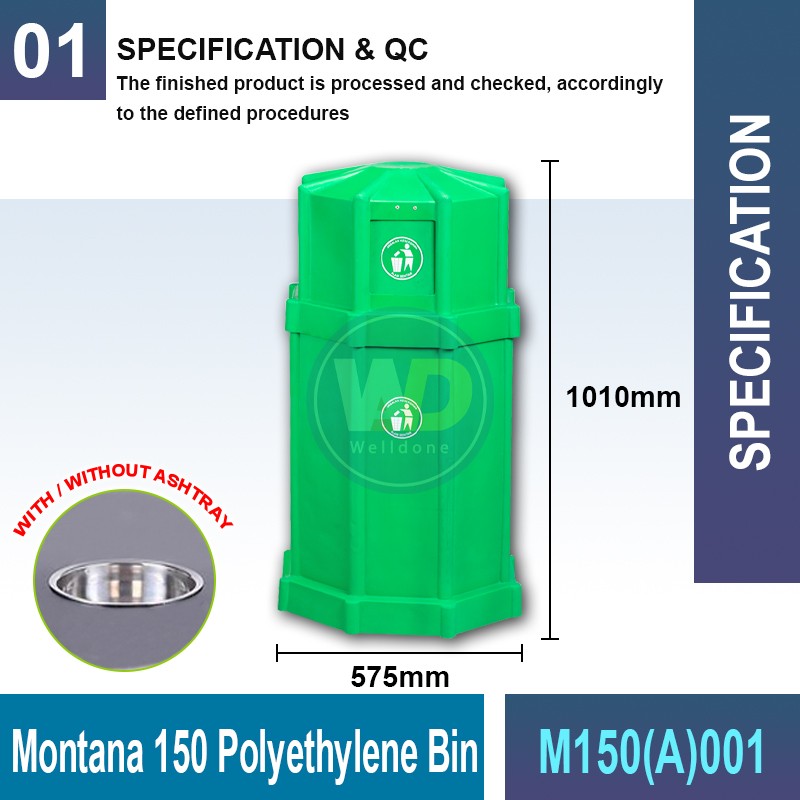 M150(A)001 Montana 150 Polyethylene Bin | Quality Waste Bin MY - Welldone