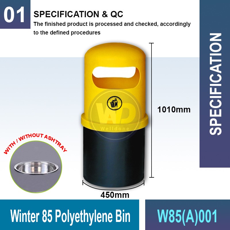 W85(A)001 Winter 85 Polyethylene Bin | Quality Waste Bin MY - Welldone