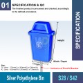 S28/42 Silver Polyethylene Bin | Quality Waste Bin MY - Welldone