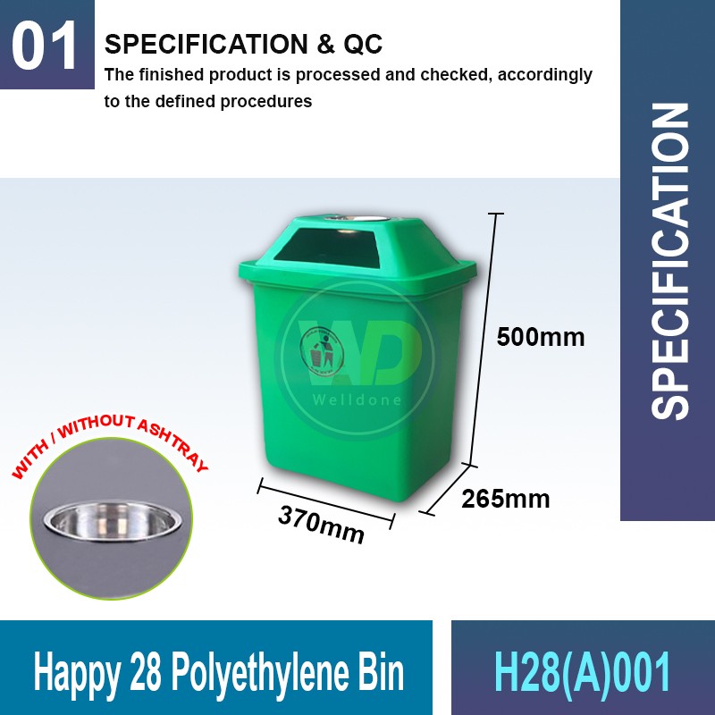 H28(A)001 Happy 28 Polyethylene Bin | Quality Waste Bin MY - Welldone