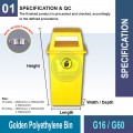 G16/60 Golden Polyethylene Bin | Quality Waste Bin MY - Welldone