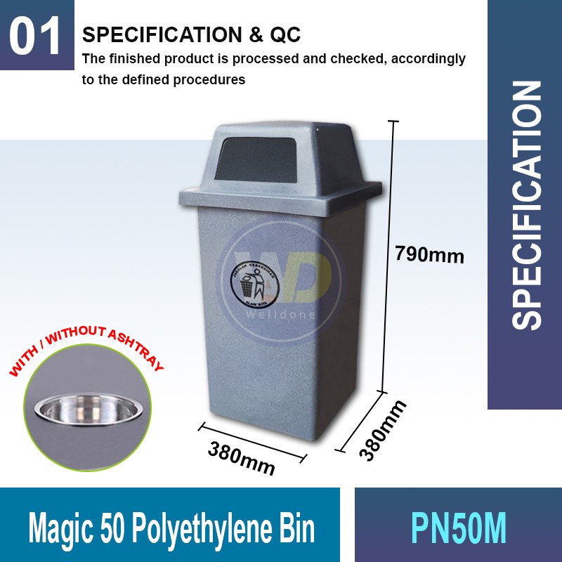 M50(A)001 Magic 50 Polyethylene Bin | Quality Waste Bin MY - Welldone