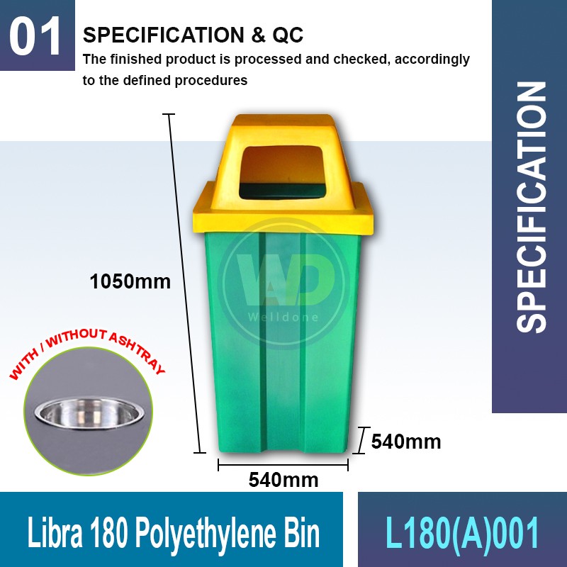 L180(A)001 Libra 180 Polyethylene Bin | Quality Waste Bin MY - Welldone