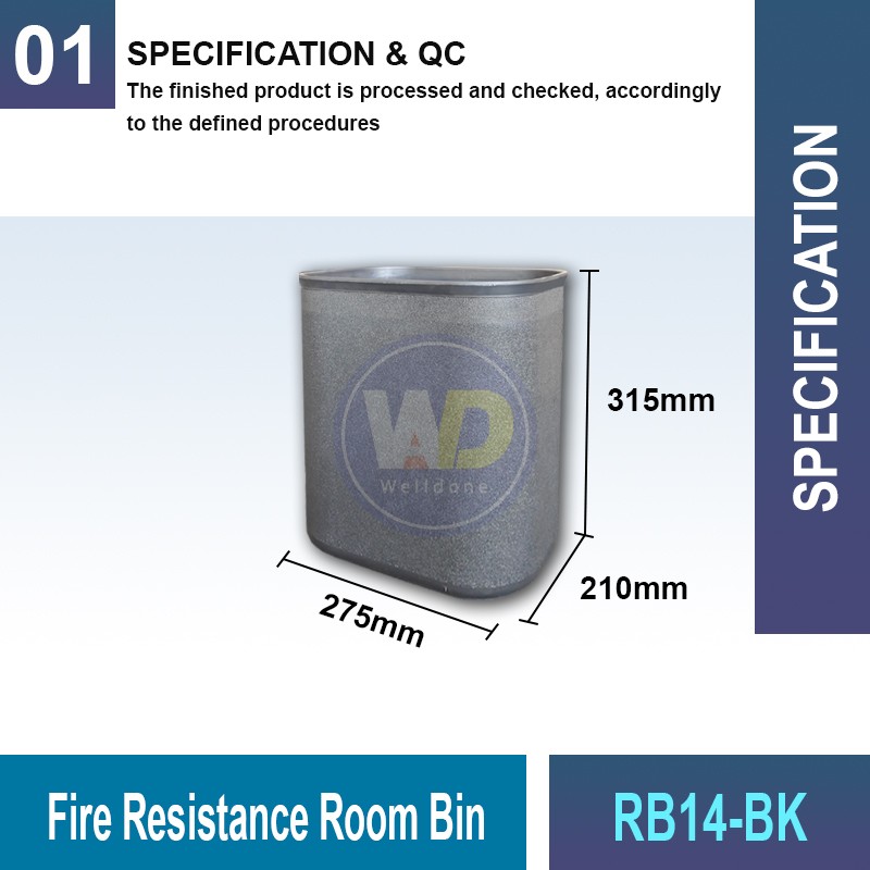 RB14-BK Fire Resistance Room Bin | Quality Waste Bin MY - Welldone