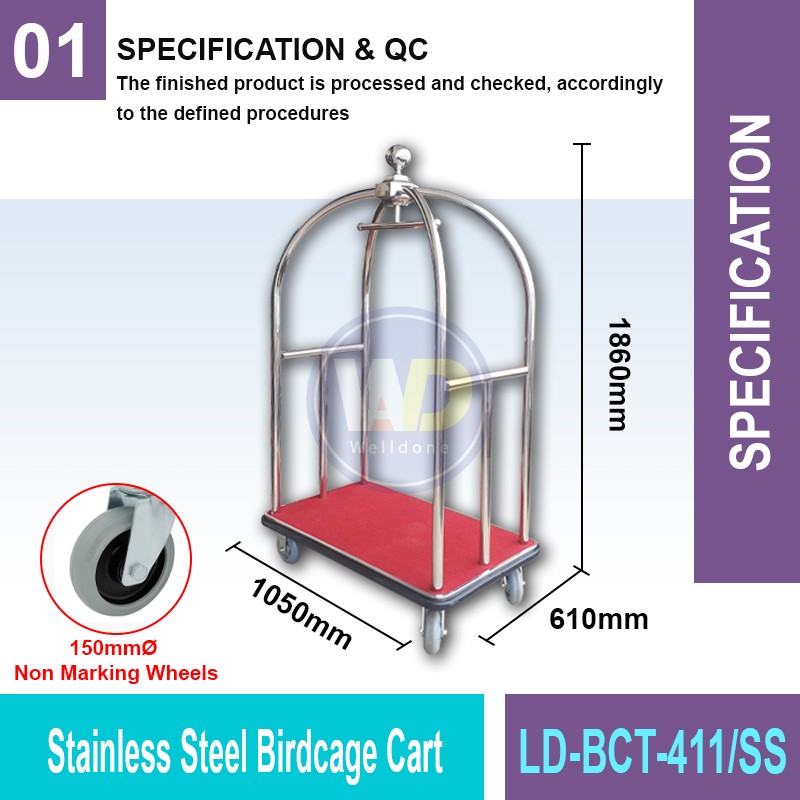 LD-BCT-411/SS S.S. Birdcage Cart | Quality Trolley Cart MY | Welldone