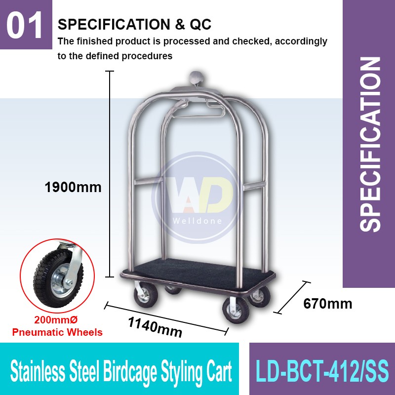 LD-BCT-412/SS S.S. Birdcage Styling Cart | Quality Trolley Cart MY | Welldone
