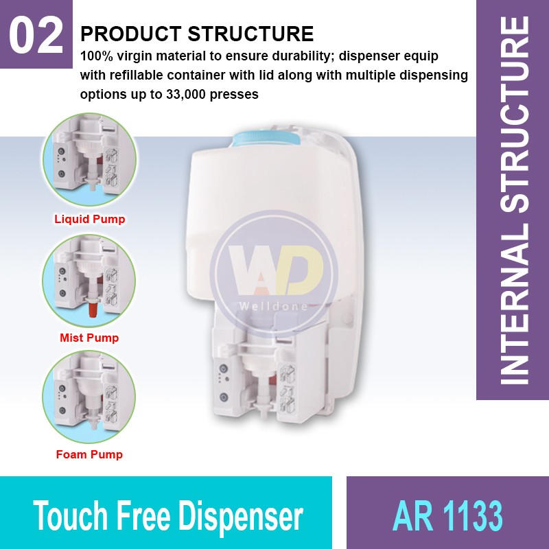 AR 1133 Touch Free Dispenser | Quality Washroom Dispenser MY | Welldone