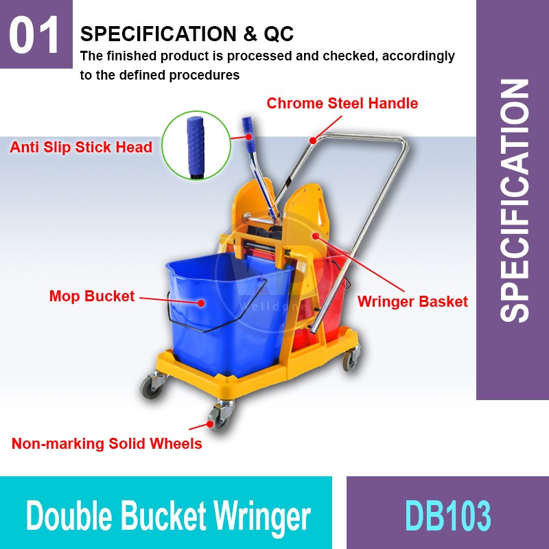 DB103 Double Bucket Wringer | Quality Cleaning Equipment MY | Welldone