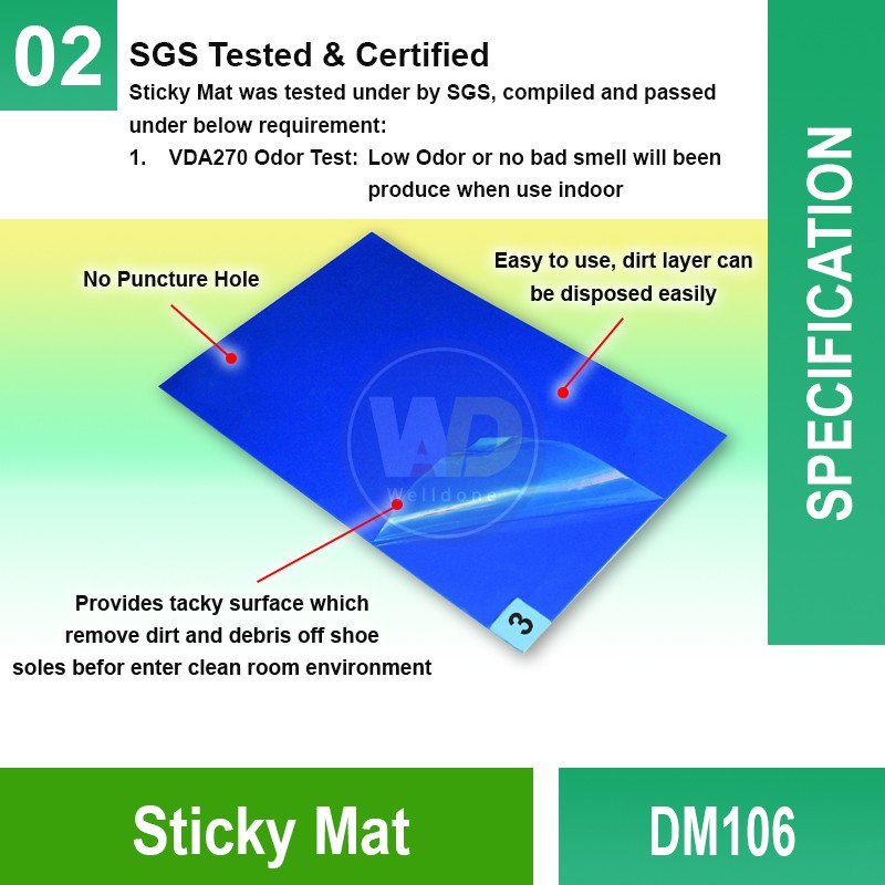 DM106 Sticky Mat | Quality Commercial Cleanroom Mat MY | Welldone