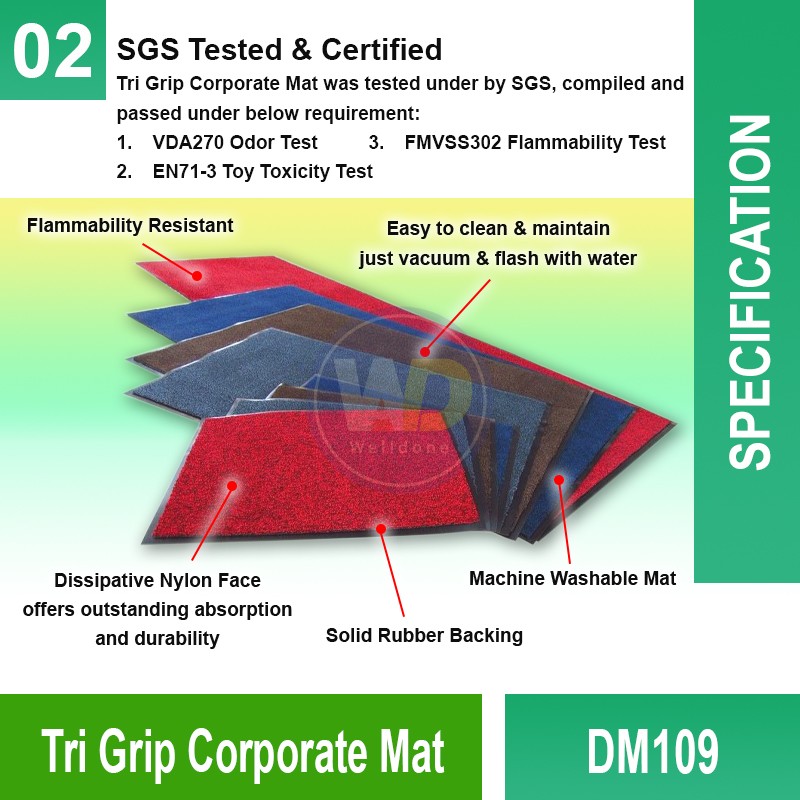 DM109 Tri Grip Corporate Mat | Quality Commercial Floormat MY | Welldone