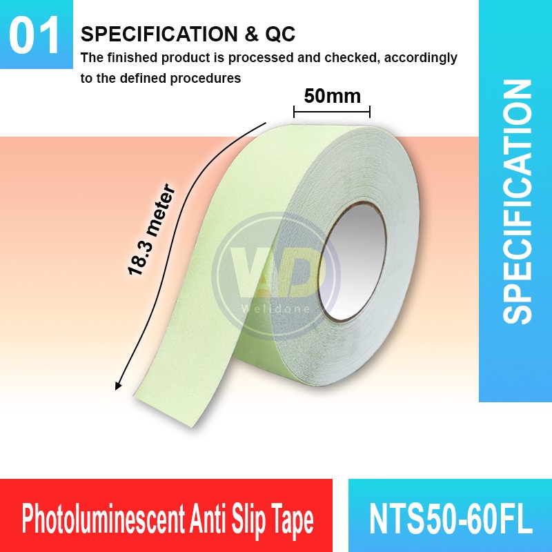 NTS50-60FL Photoluminescent Anti Slip Tape | Glow In The Dark | Welldone