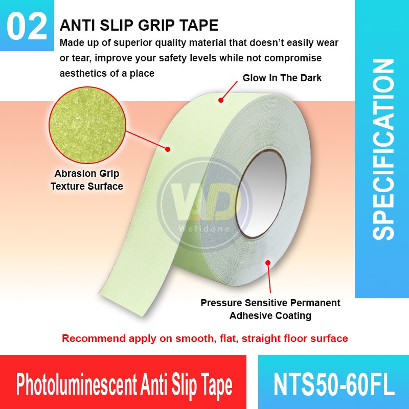 NTS50-60FL Photoluminescent Anti Slip Tape | Glow In The Dark | Welldone