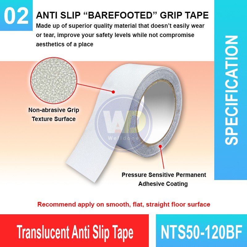NTS50-120BF Translucent Anti Slip Tape | Barefooted Tape | Welldone