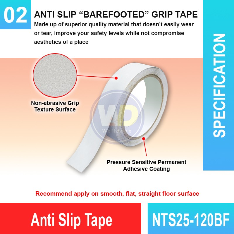 NTS25-120BF Anti Slip Tape | Quality Barefooted Tape MY| Welldone