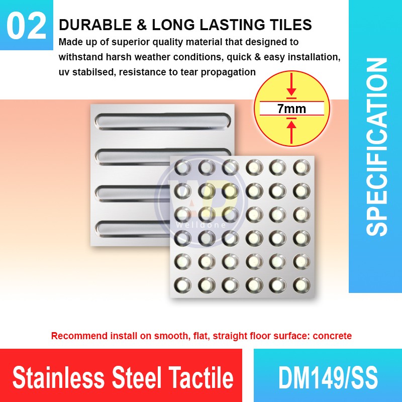 DM149-SS Stainless Steel Tactile | Quality Tactile Tile MY | Welldone