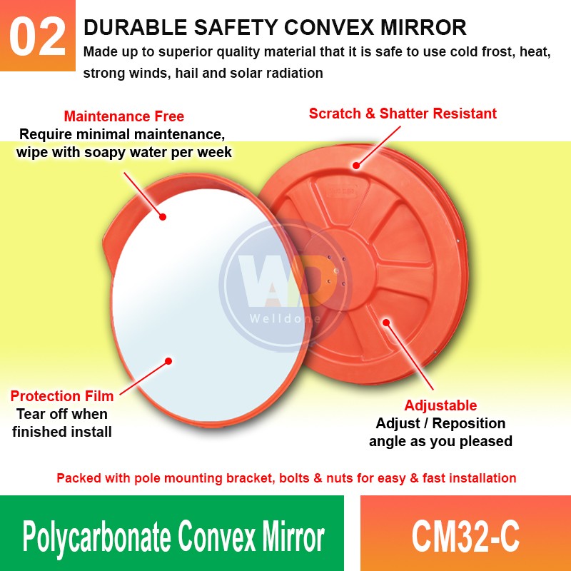 CM32-C Polycarbonate Convex Mirror | Quality Safety Mirror MY | Welldone
