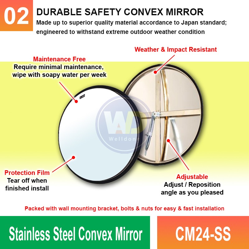 CM24-SS Stainless Steel Convex Mirror | Quality Safety Mirror MY | Welldone