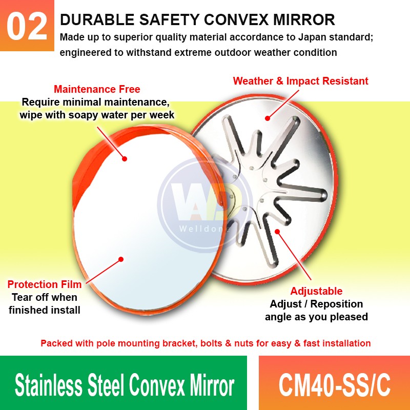 CM40-SS/C Stainless Steel Convex Mirror | Safety Mirror MY | Welldone