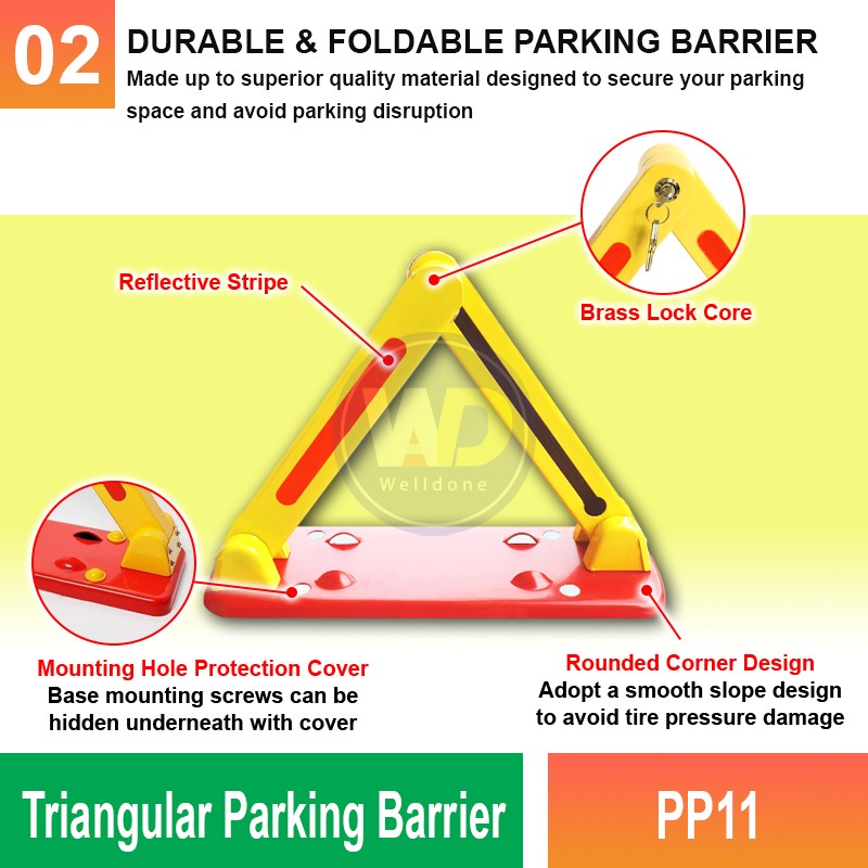 PP11 Triangular Parking Barrier | Quality Parking Blocker MY | Welldone