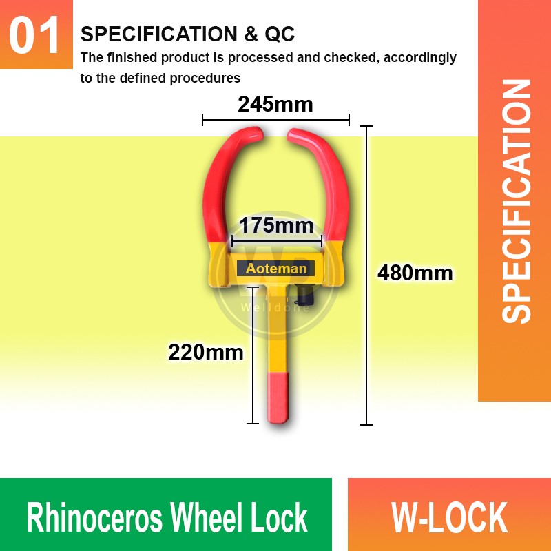 W-LOCK Rhinoceros Wheel Lock | Stop Tow Trucks & Unauthorized Parking
