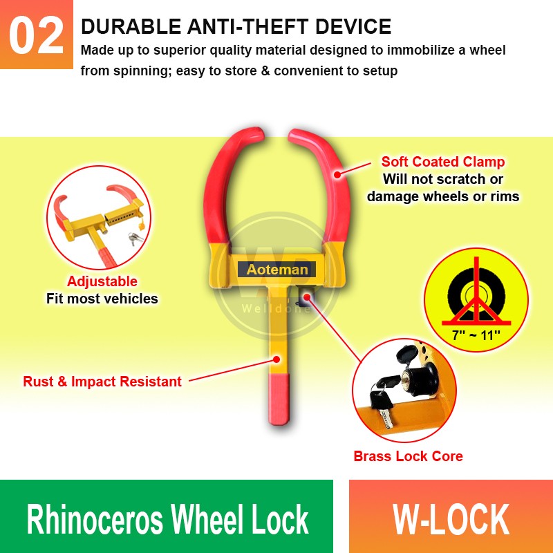 W-LOCK Rhinoceros Wheel Lock | Stop Tow Trucks & Unauthorized Parking