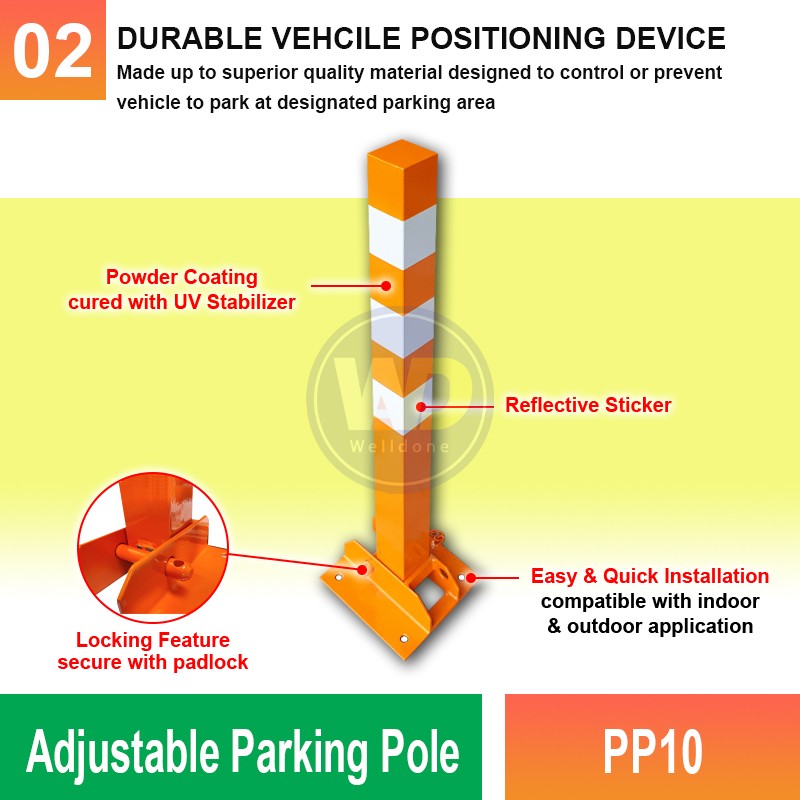 PP10 Adjustable Parking Pole | Quality Parking Barrier MY - Welldone