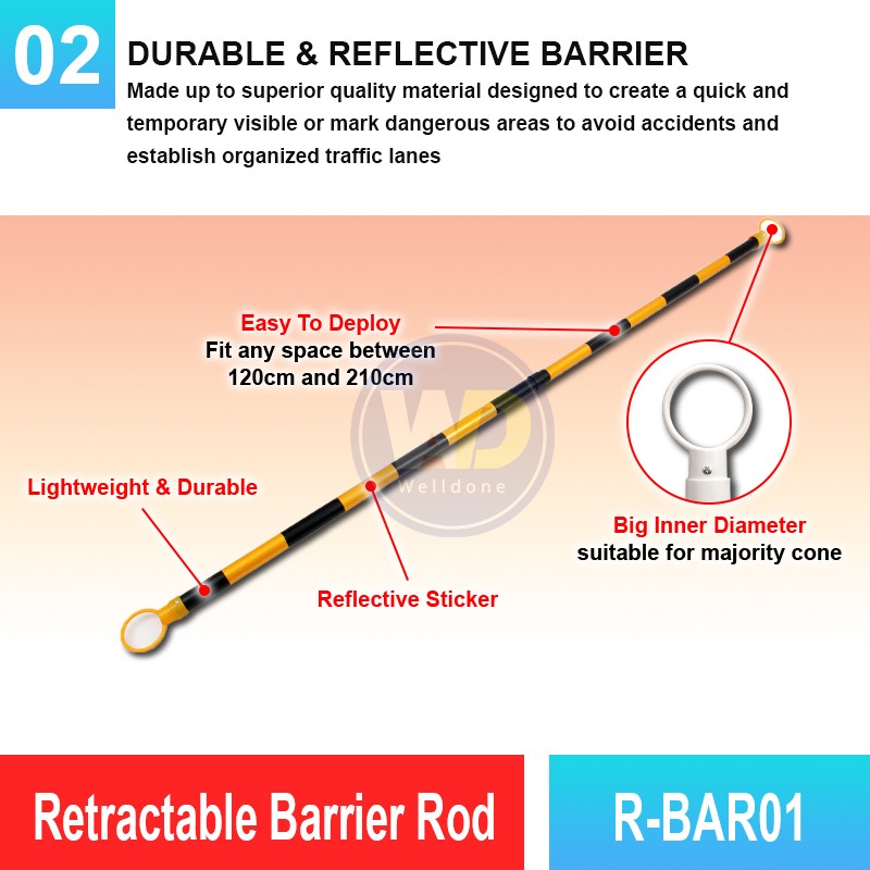 R-BAR01 Retractable Barrier Rod | Quality Cone Accessories MY | Welldone