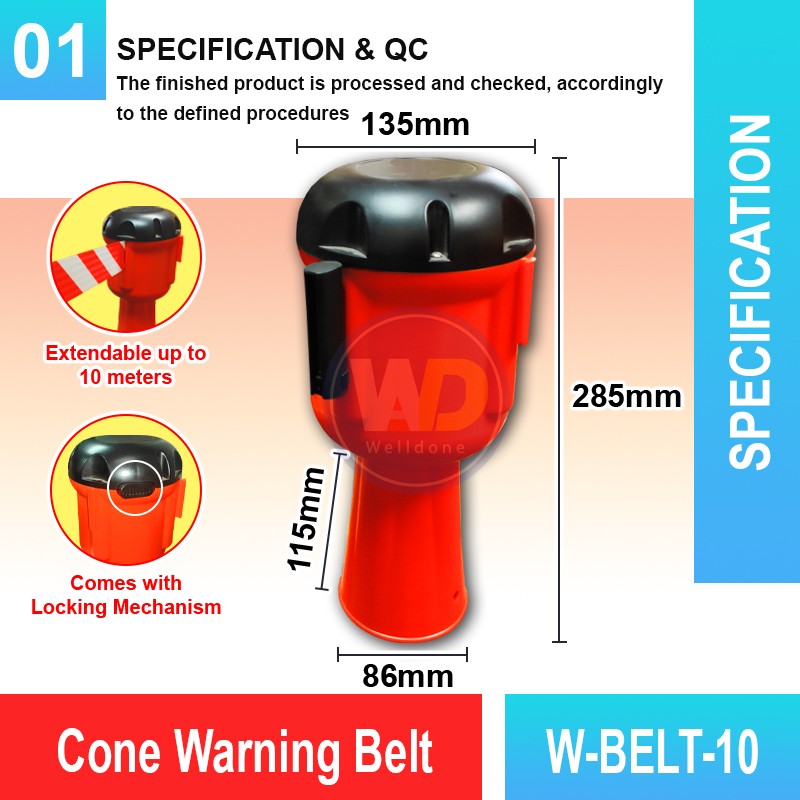 W-BELT-10 Cone Warning Belt | Quality Cone Accessories MY | Welldone