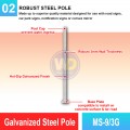 MS-9/3G Galvanized Steel Pole | Quality Safety Post Malaysia | Welldone