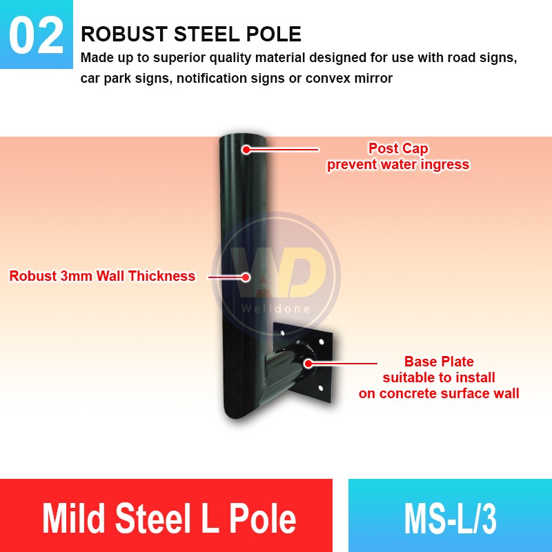 MS-L/3 Mild Steel L Pole | Quality Safety Post Malaysia | Welldone