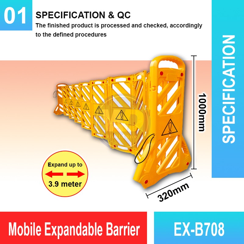 EX-B708 Mobile Expandable Barrier | Quality Safety Barrier MY | Welldone