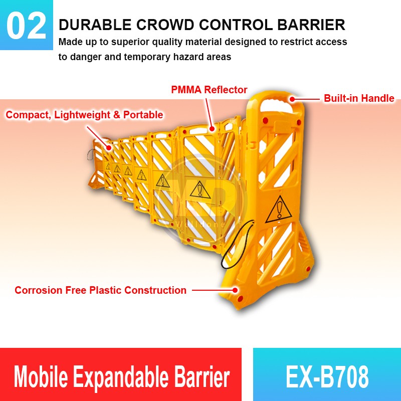 EX-B708 Mobile Expandable Barrier | Quality Safety Barrier MY | Welldone