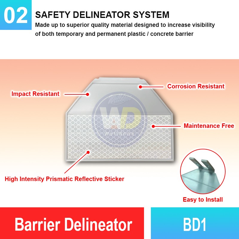 BD1 Barrier Delineator | Quality Delineator System Malaysia | Welldone